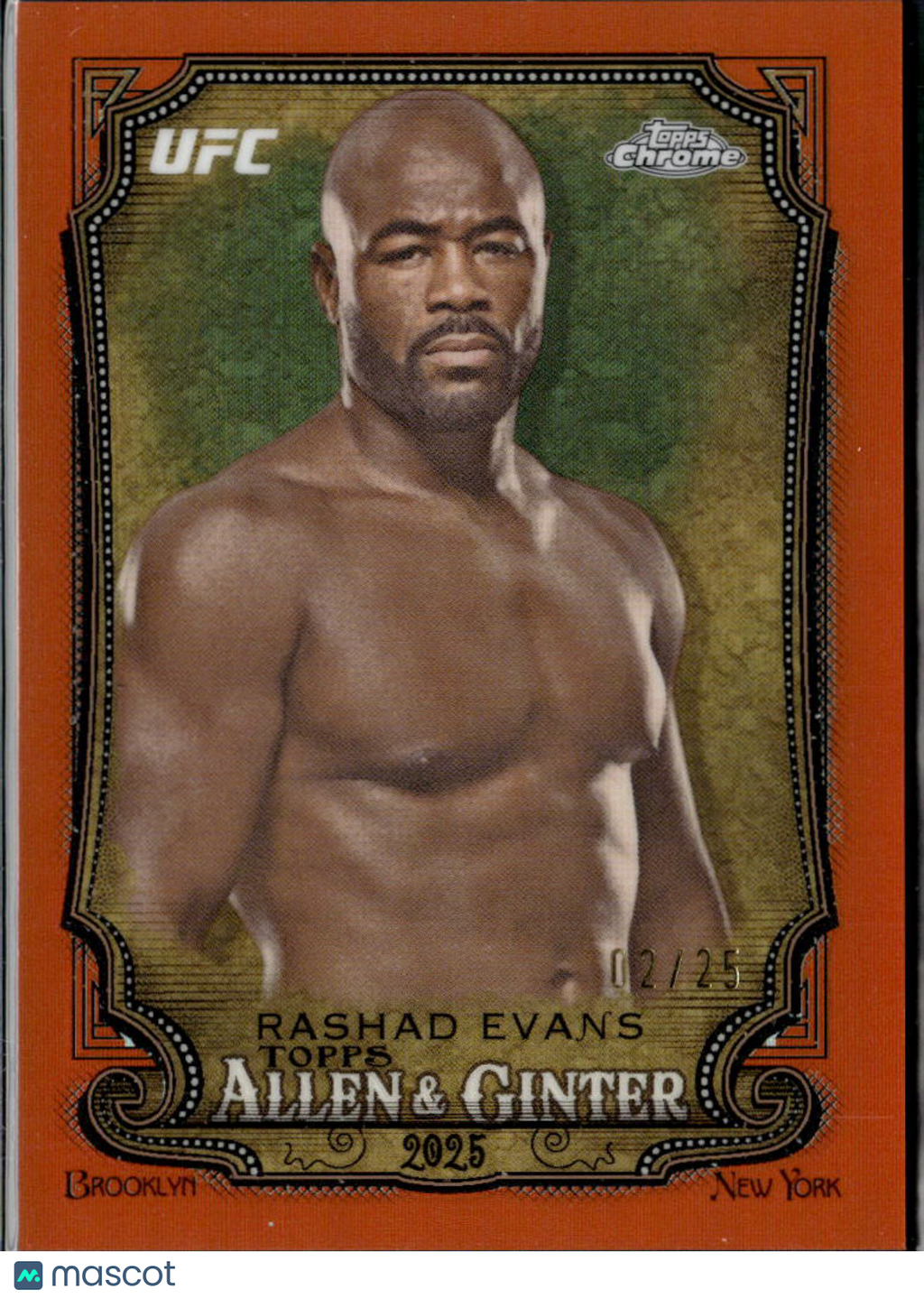 Rashad Evans 2025 Topps Chrome Allen & Ginter Orange Refractor UFC 2/25