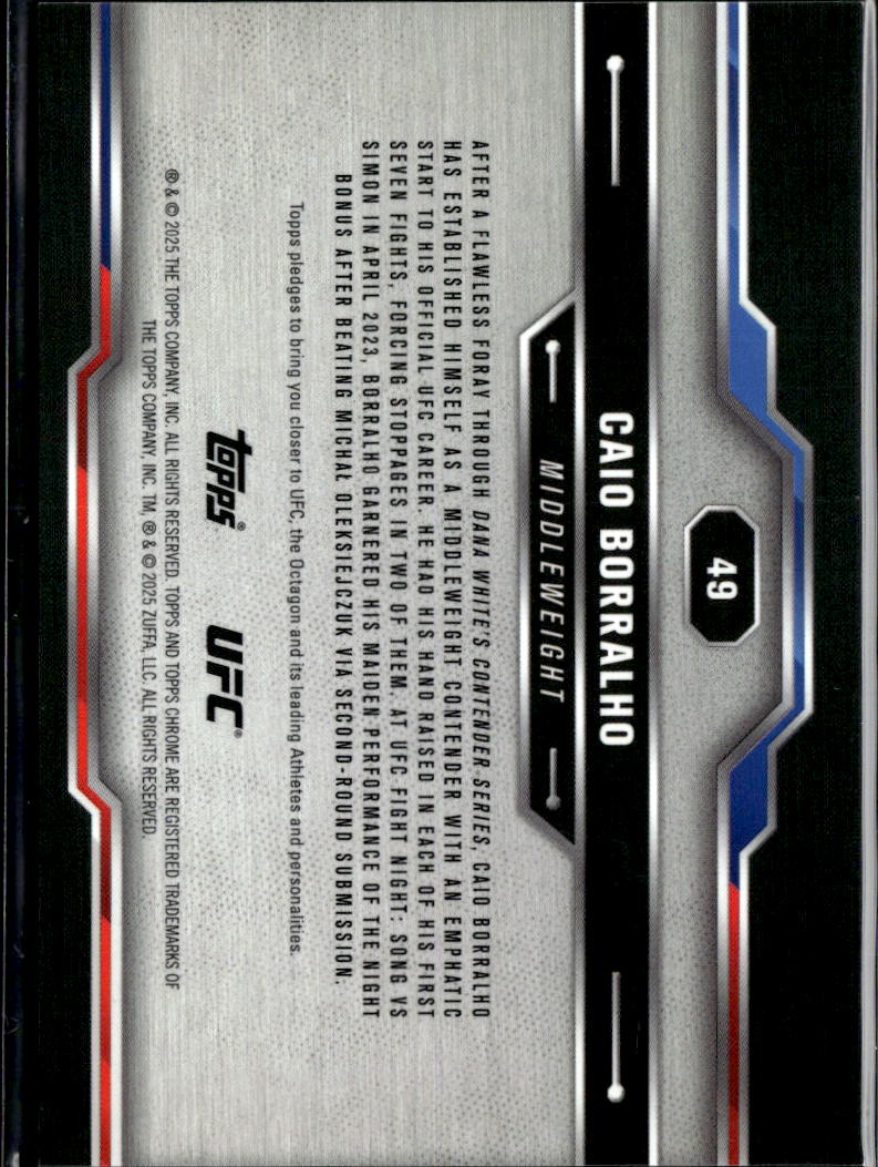 Caio Borralho 2025 Topps Chrome UFC Black GOLD Refractor SSP 4/8 #49