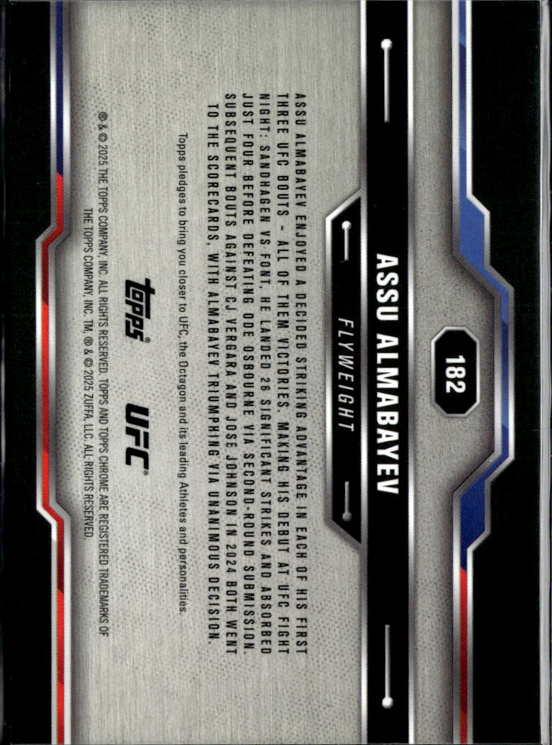 Assu Almabayev 2025 Topps Chrome UFC GOLD Raywave Refractor RC Rookie #182 29/50