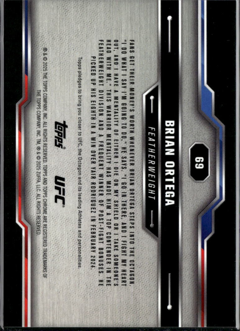 Brian Ortega 2025 Topps Chrome UFC GOLD Refractor #69 38/50