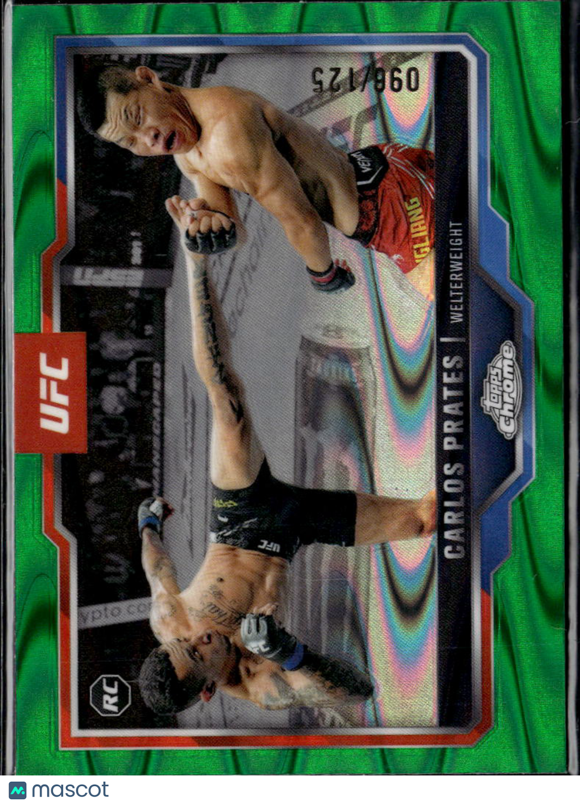 Carlos Prates 2025 Topps Chrome UFC Green RayWave Refractor RC Rookie 96/125