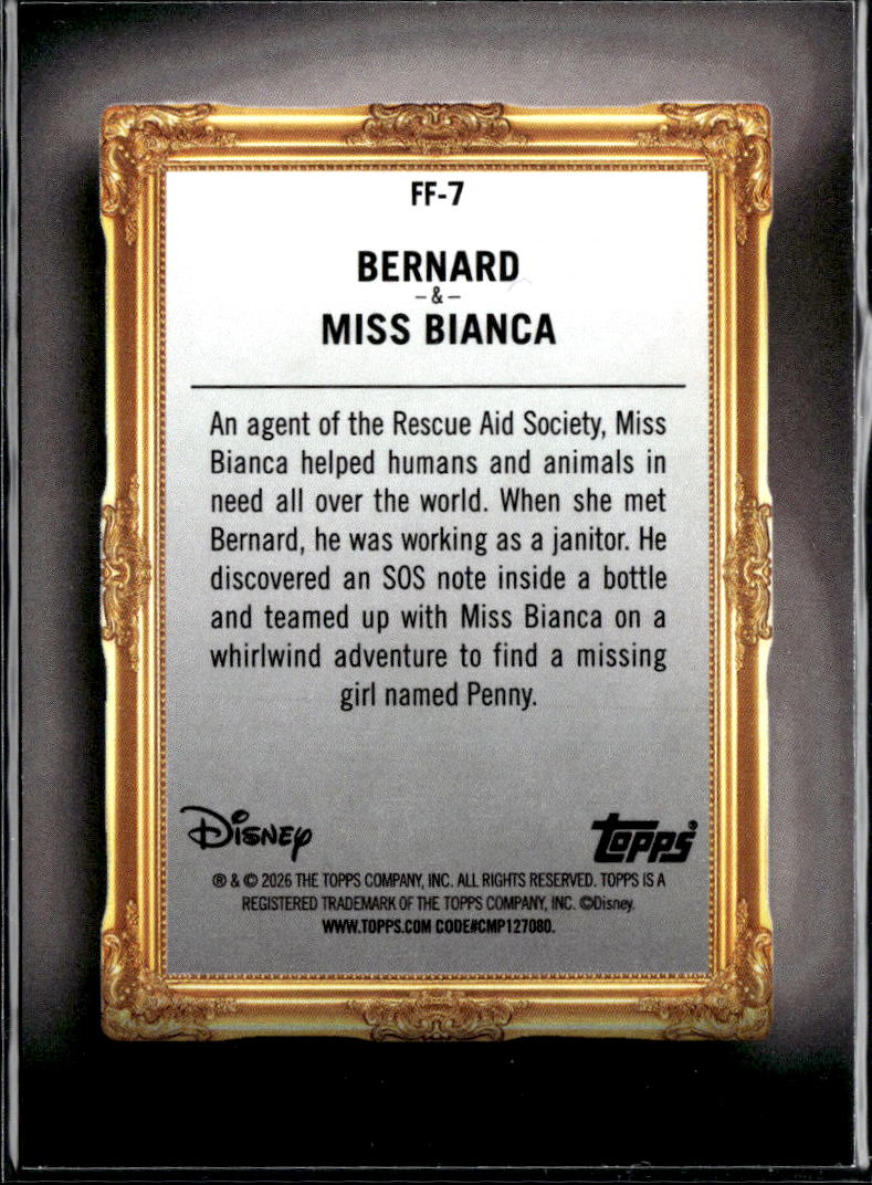 Bernard & Miss Bianca 2026 Topps Disney Neon Film Frames Orange 10/25 #FF-7