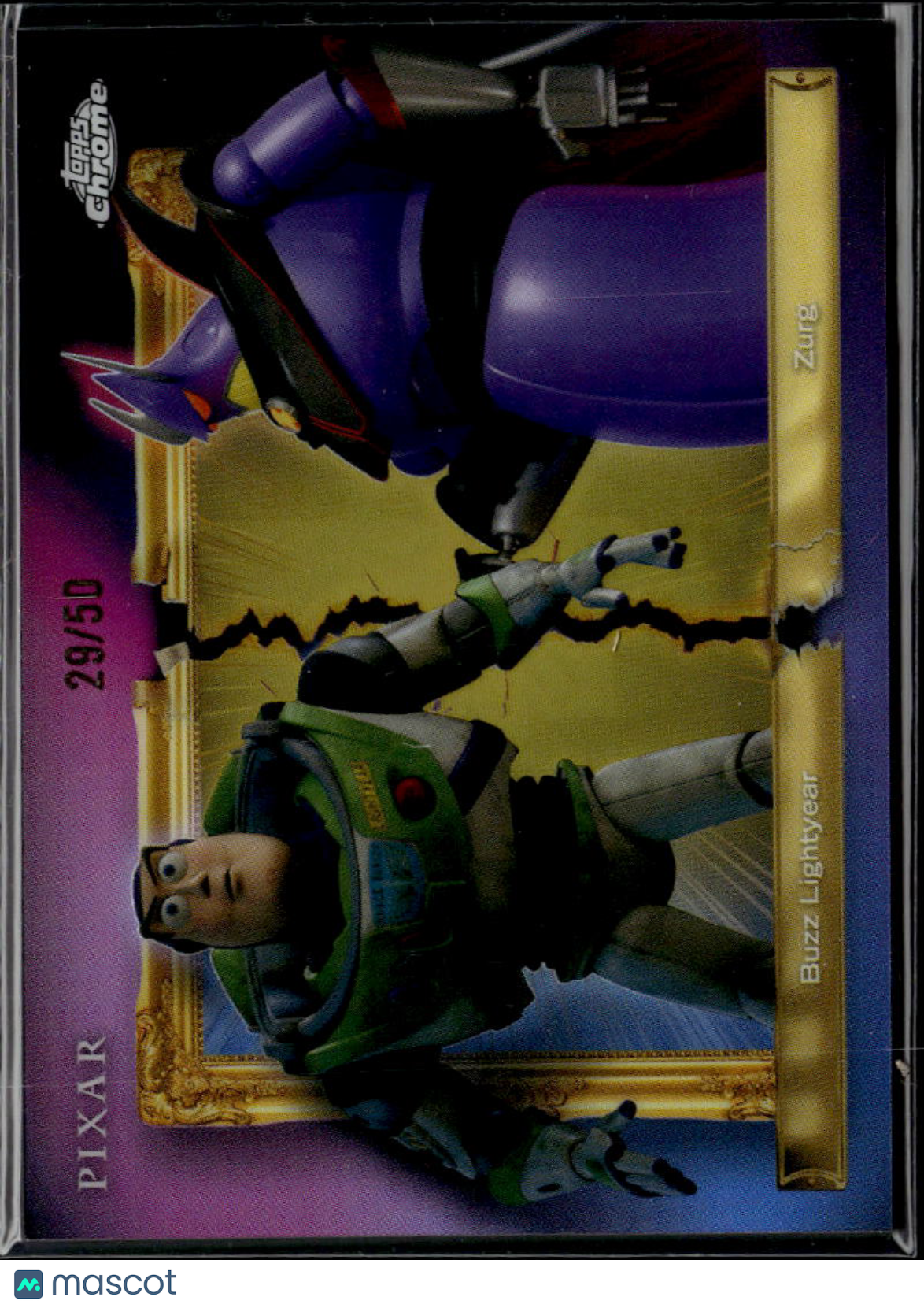 Buzz Lightyear / Zurg 2026 Topps Chrome Disney Neon GOLD Refractor 29/50 #FFR-3