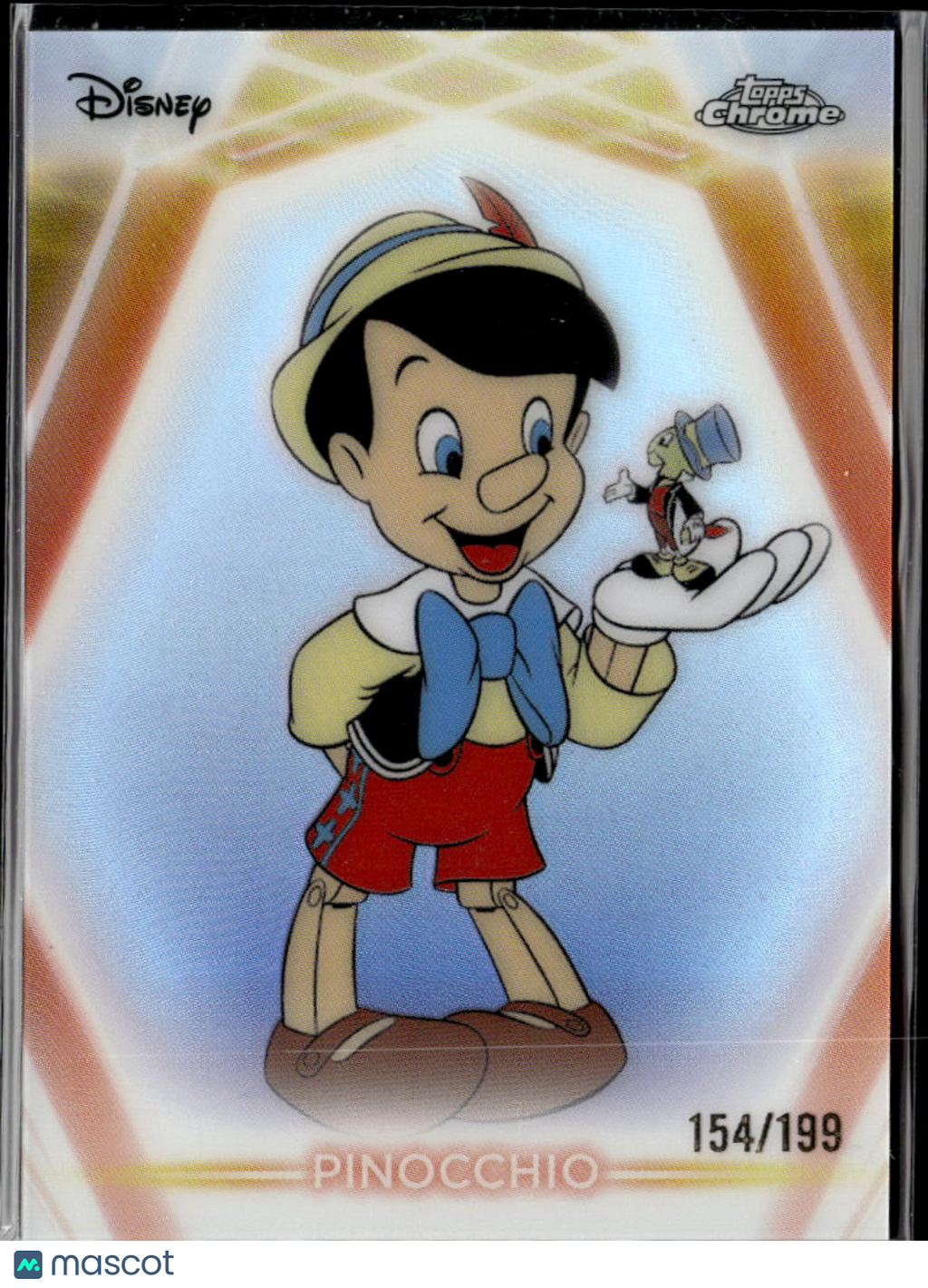 Pinocchio 2026 Topps Chrome Disney Neon Refractor 154/199 #CNE-86