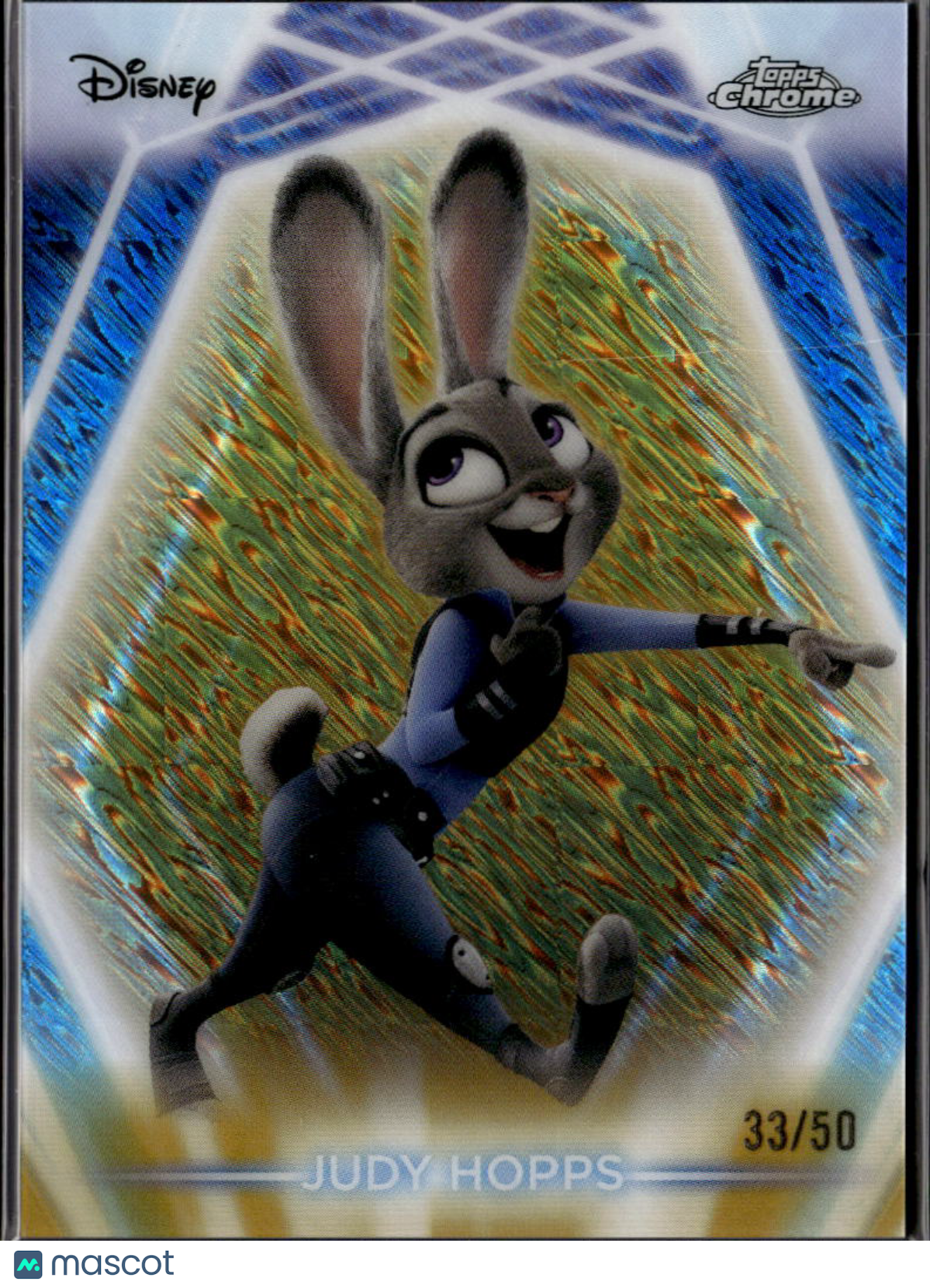 Judy Hopps 2026 Topps Chrome Disney Neon GOLD Shimmer Refractor 33/50 #CNE-62
