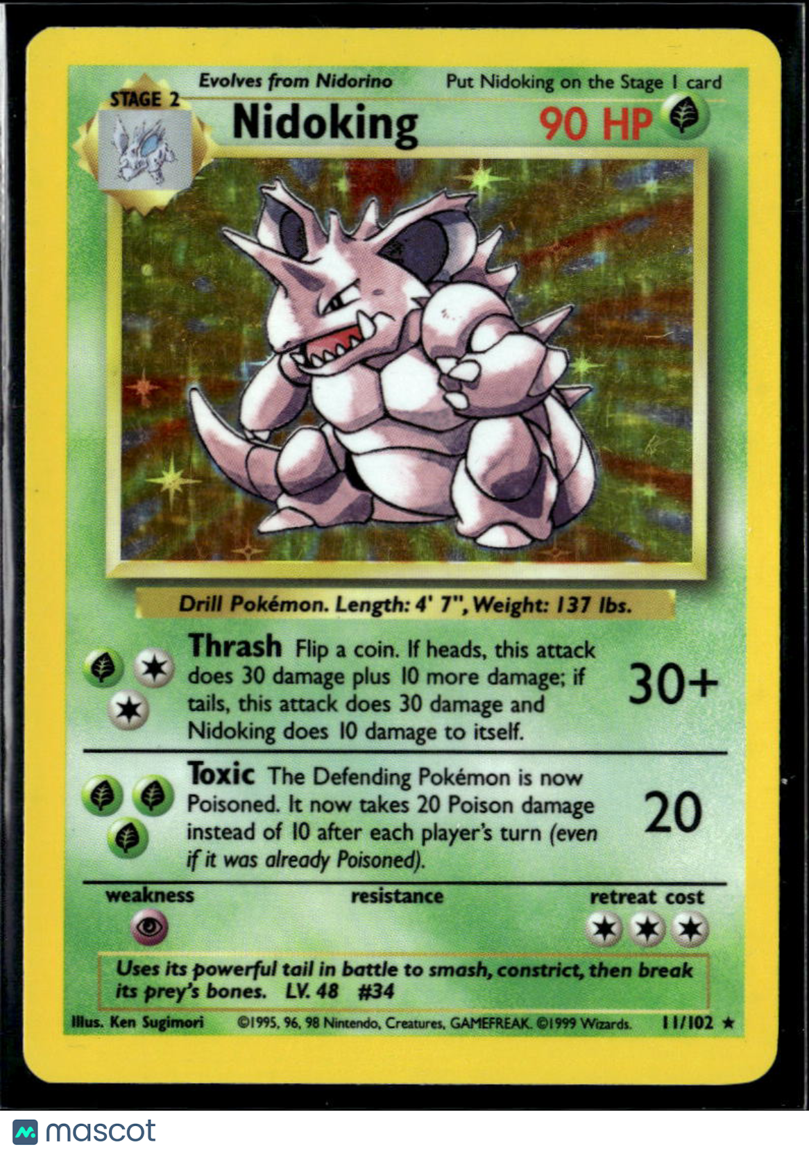 Nidoking 1999 Base Set Holo Rare #11/102