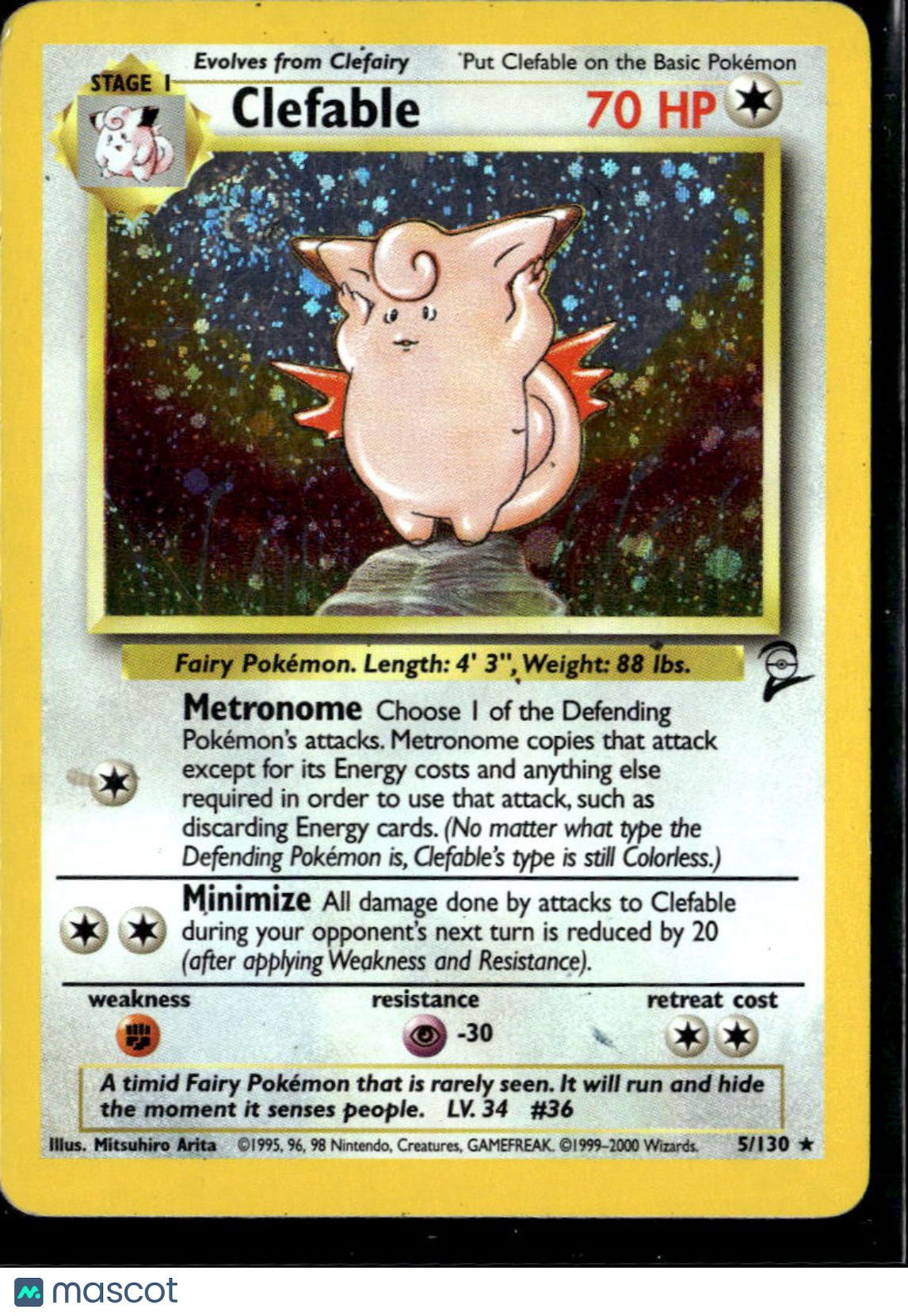 LP Clefable 2000 Base Set 2 Holo Rare #5/130
