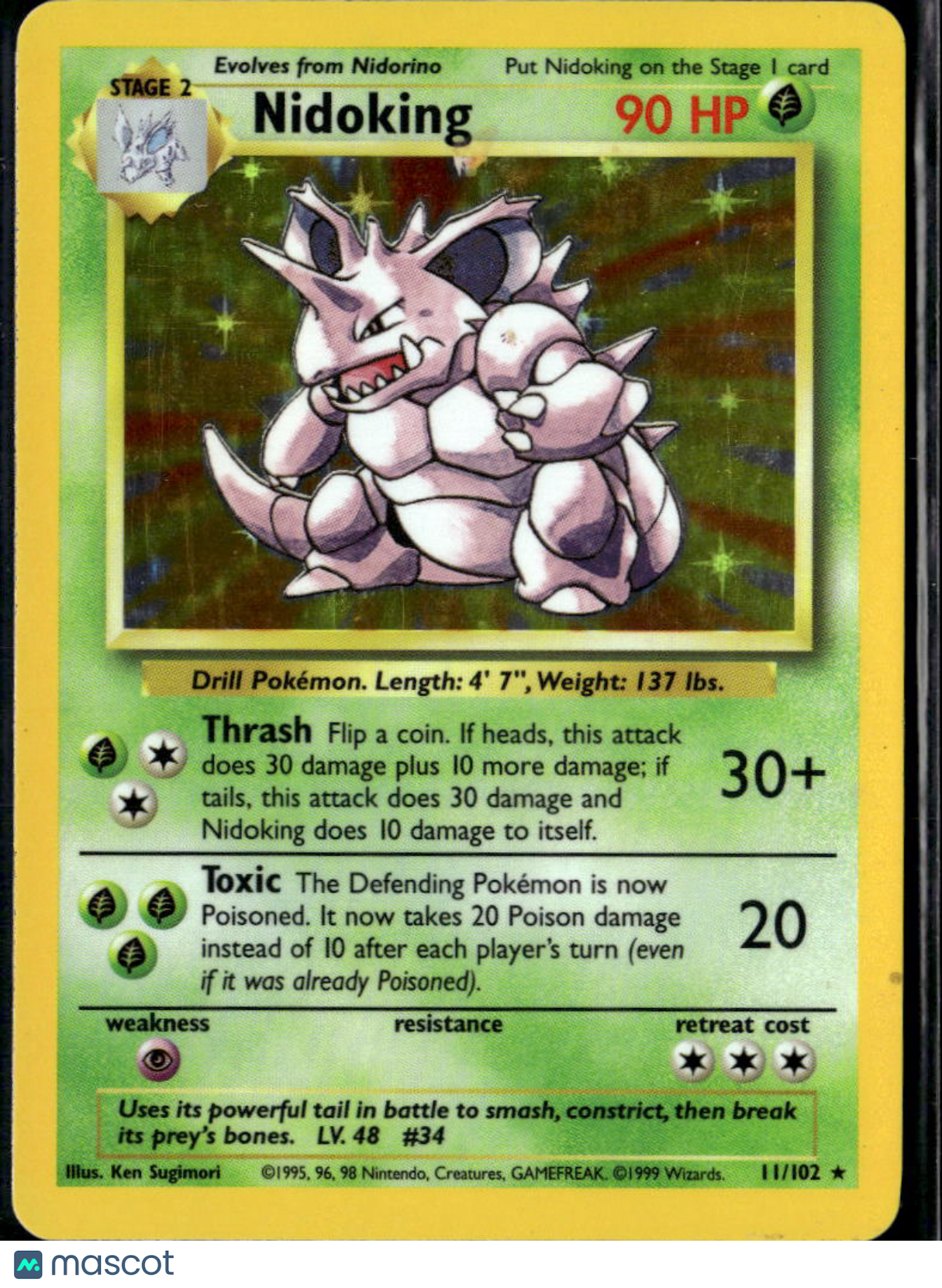 Nidoking 1999 Base Set Holo Rare #11/102