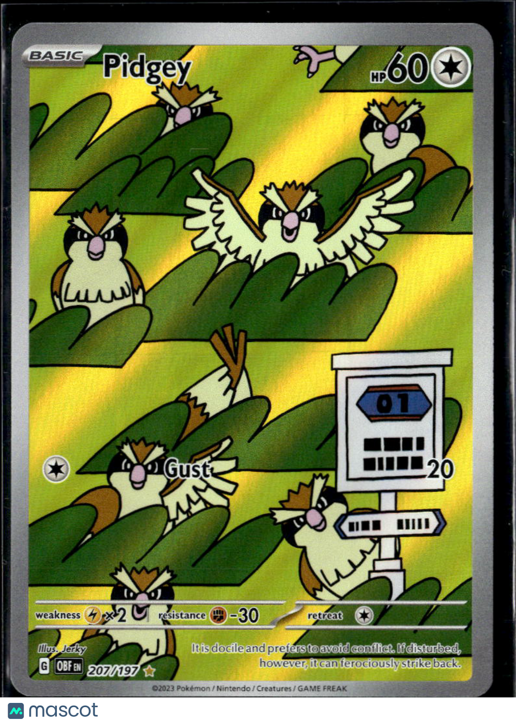 Pidgey 2023 Obsidian Flames Holo Secret Rare #207/197