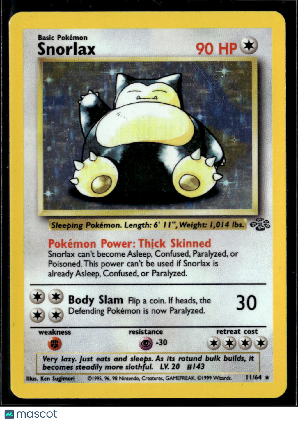 Snorlax 1999 Jungle Holo Rare #11/64
