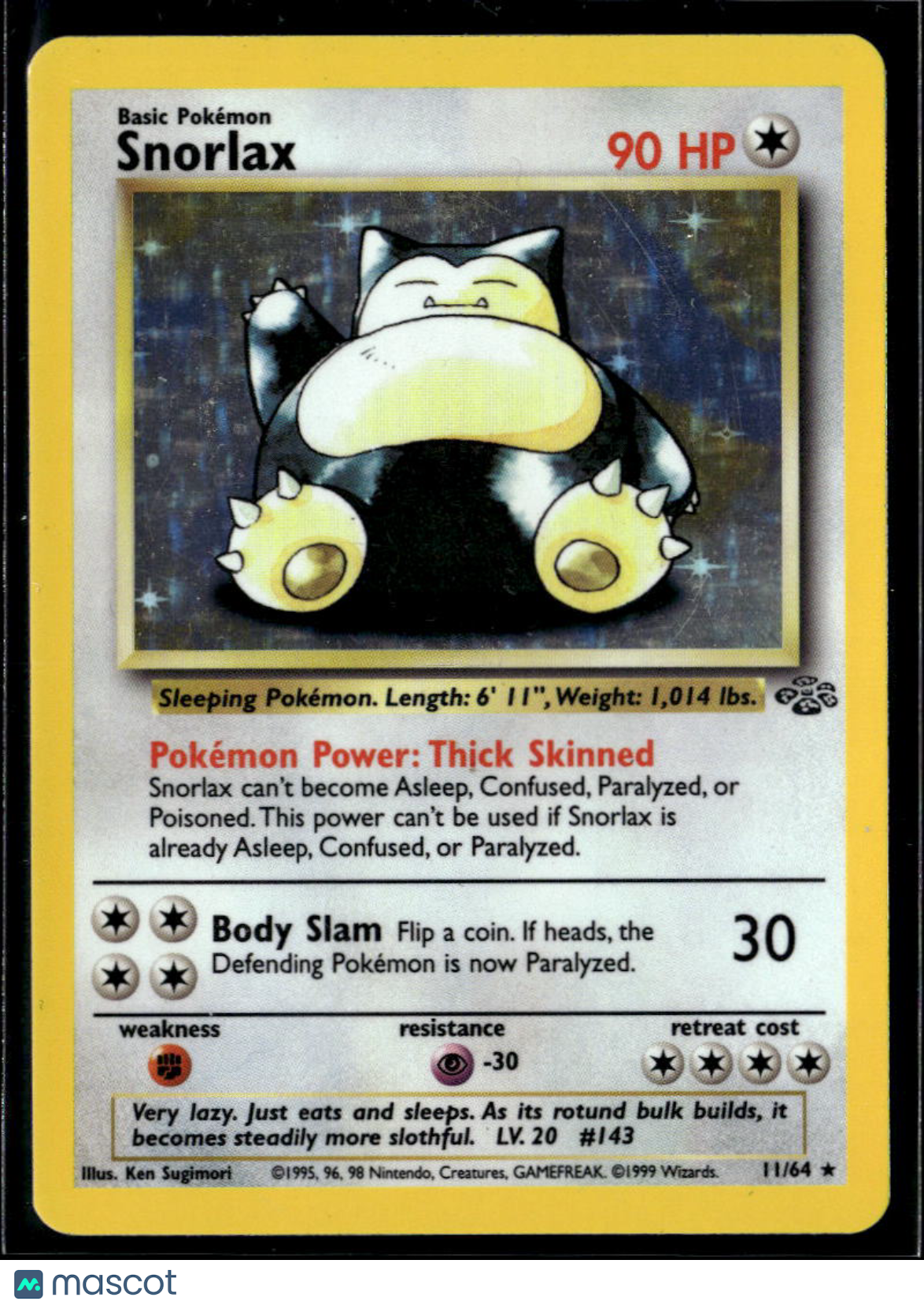 Snorlax 1999 Jungle Holo Rare #11/64