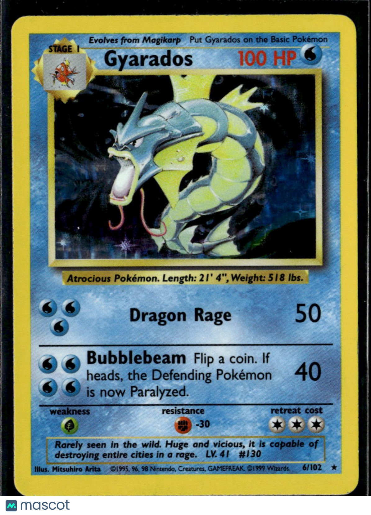 Gyarados 1999 Base Set Holo Rare #6/102