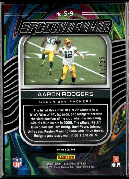 Aaron Rodgers 2021 Spectra Spectacular Prizm 19/25 Green Bay Packers