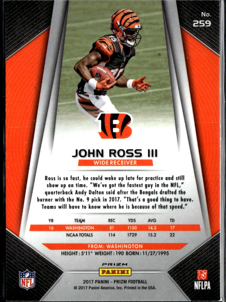 John Ross III 2017 Prizm RC White Sparkle Prizm SSP Cincinnati Bengals