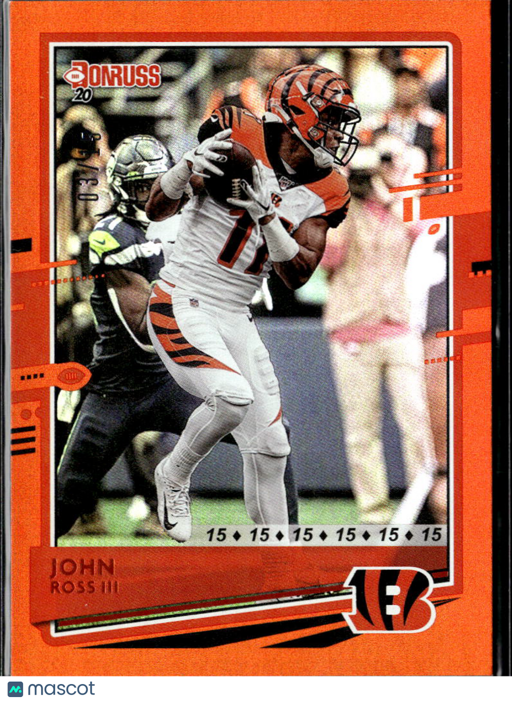 John Ross III 2020 Donruss Jersey Number Orange 3/15 Cincinnati Bengals
