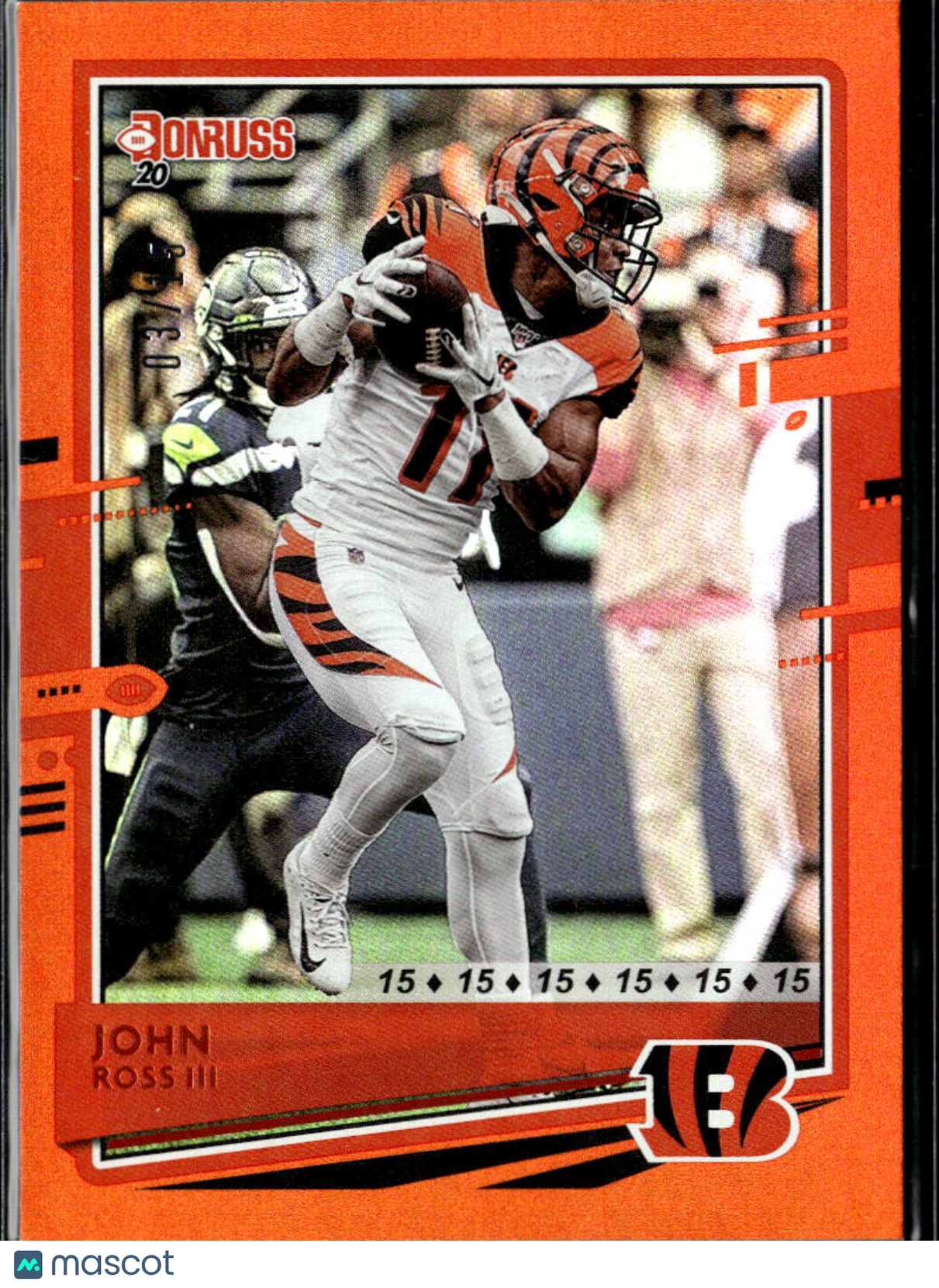 John Ross III 2020 Donruss Jersey Number Orange 3/15 Cincinnati Bengals