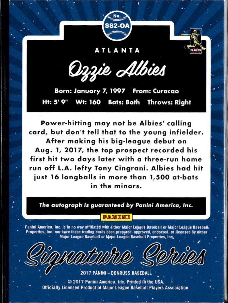 Ozzie Albies 2017 Donruss Signature Series Auto Autograph Atlanta Braves