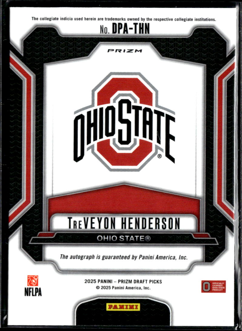 TreVeyon Henderson 2025 Prizm Draft Picks Auto Autograph RC Silver Ohio State
