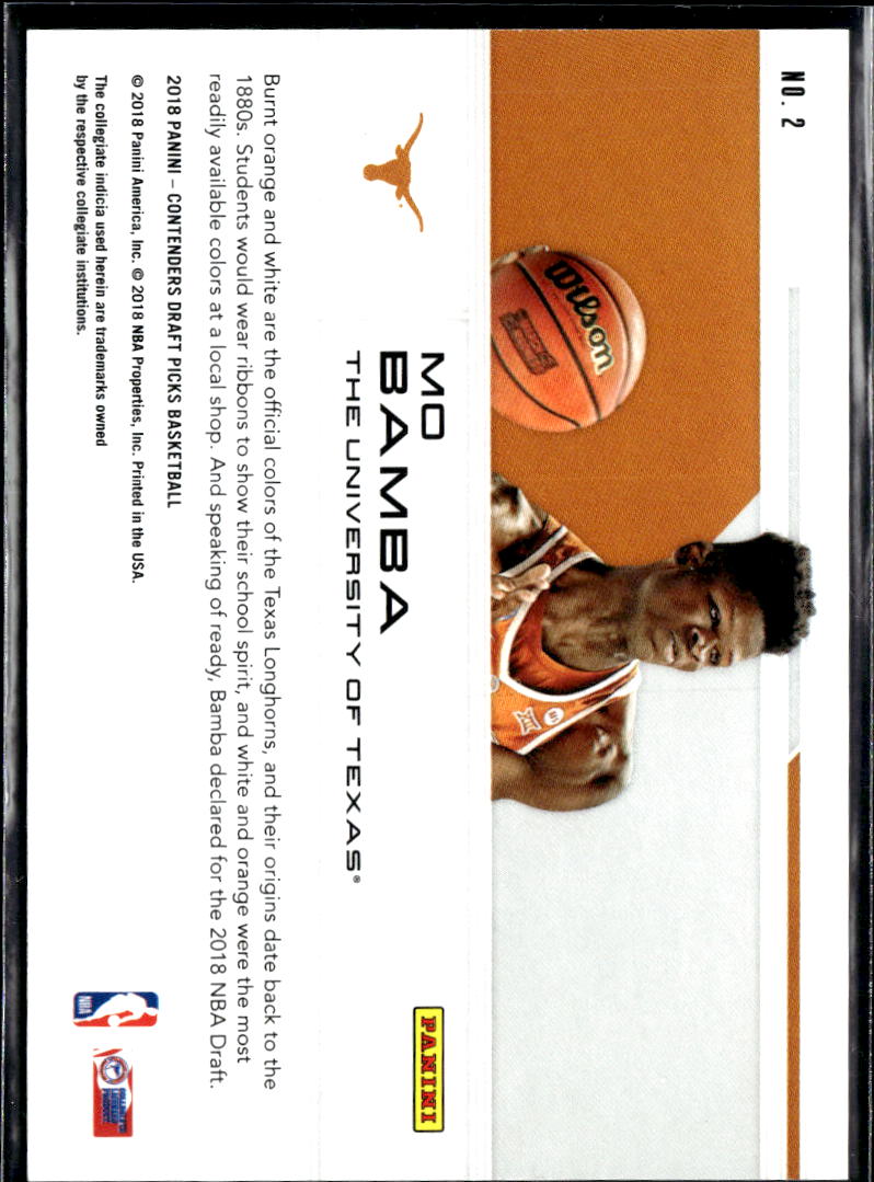 Mo Bamba 2018 Contenders School Colors Cracked Ice RC 11/23 Texas Longhorns