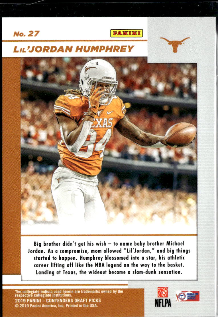 Lil'Jordan Humphrey 2019 Contenders Game Day Cracked Ice RC 9/23 Texas Longhorns
