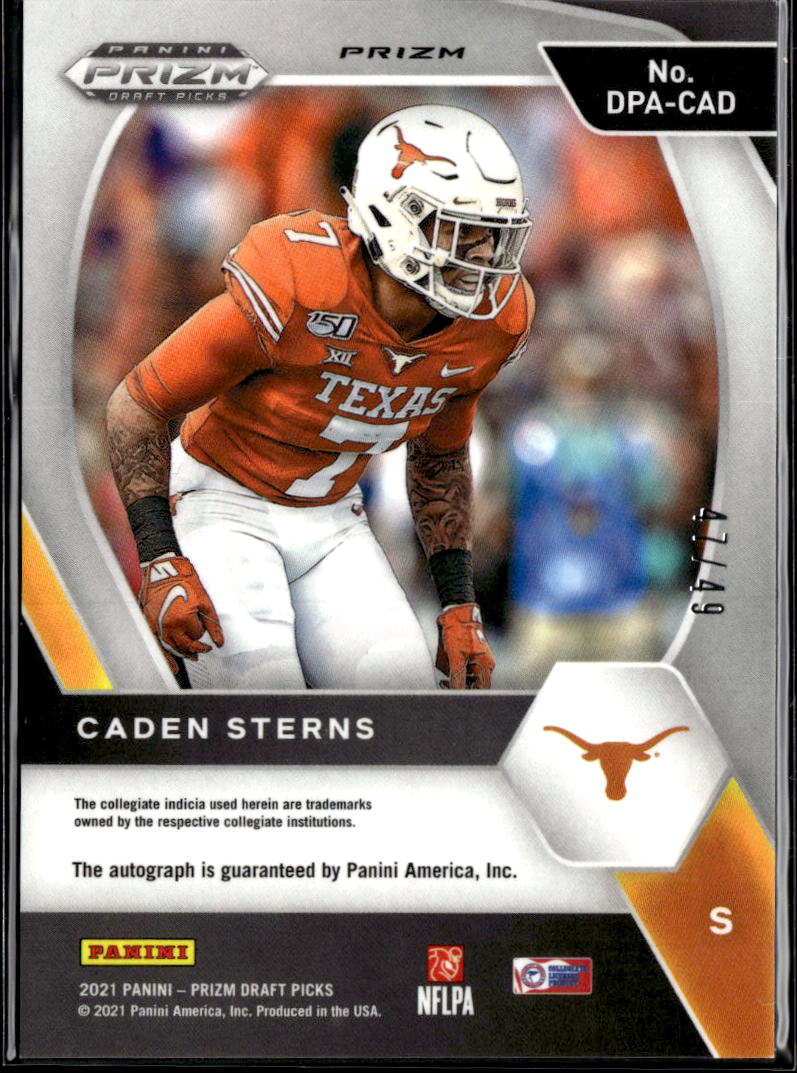Caden Sterns 2021 Prizm Draft Auto Autograph Orange Pulsar 47/49 Texas Longhorns
