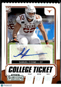Samuel Cosmi 2021 Contenders Ticket Stub Auto Autograph RC 31/52 Texas Longhorns