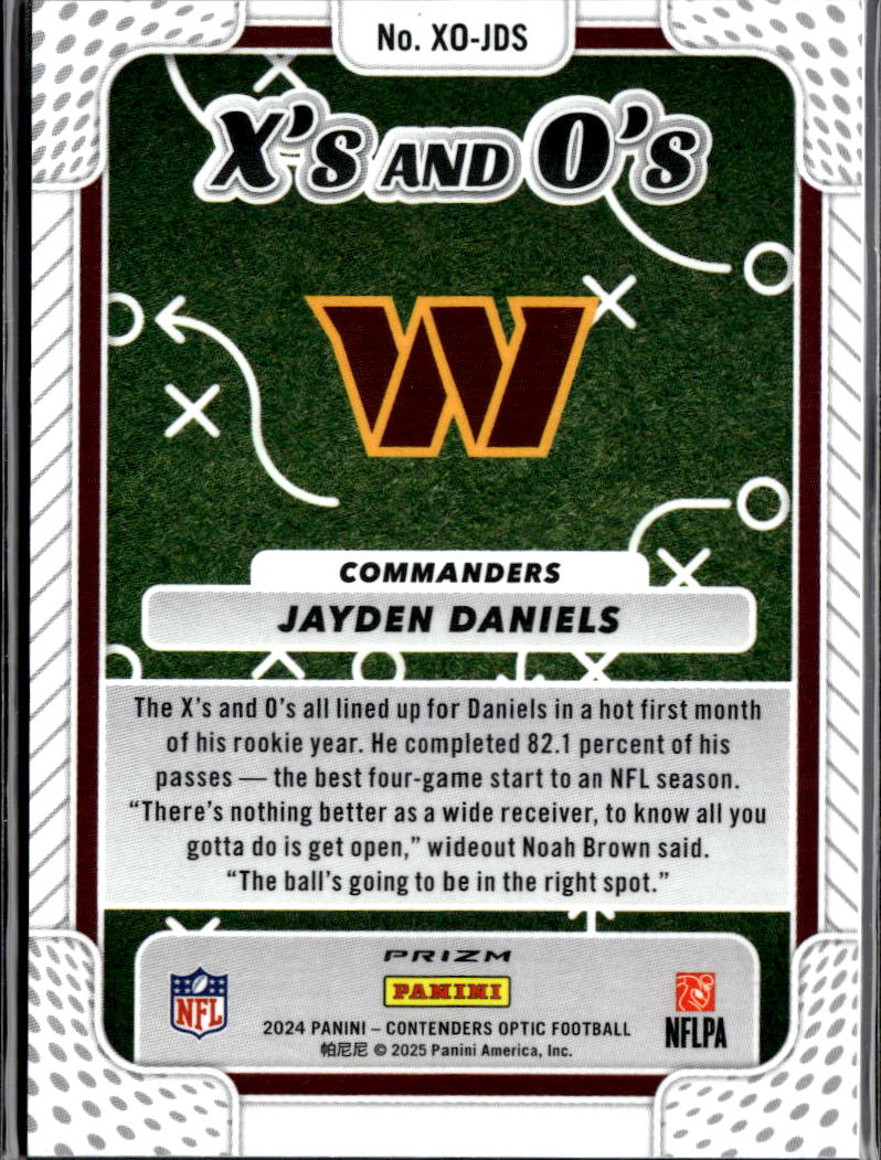 Jayden Daniels 2024 Contenders Optic X's and O's RC Rookie Washington Commanders