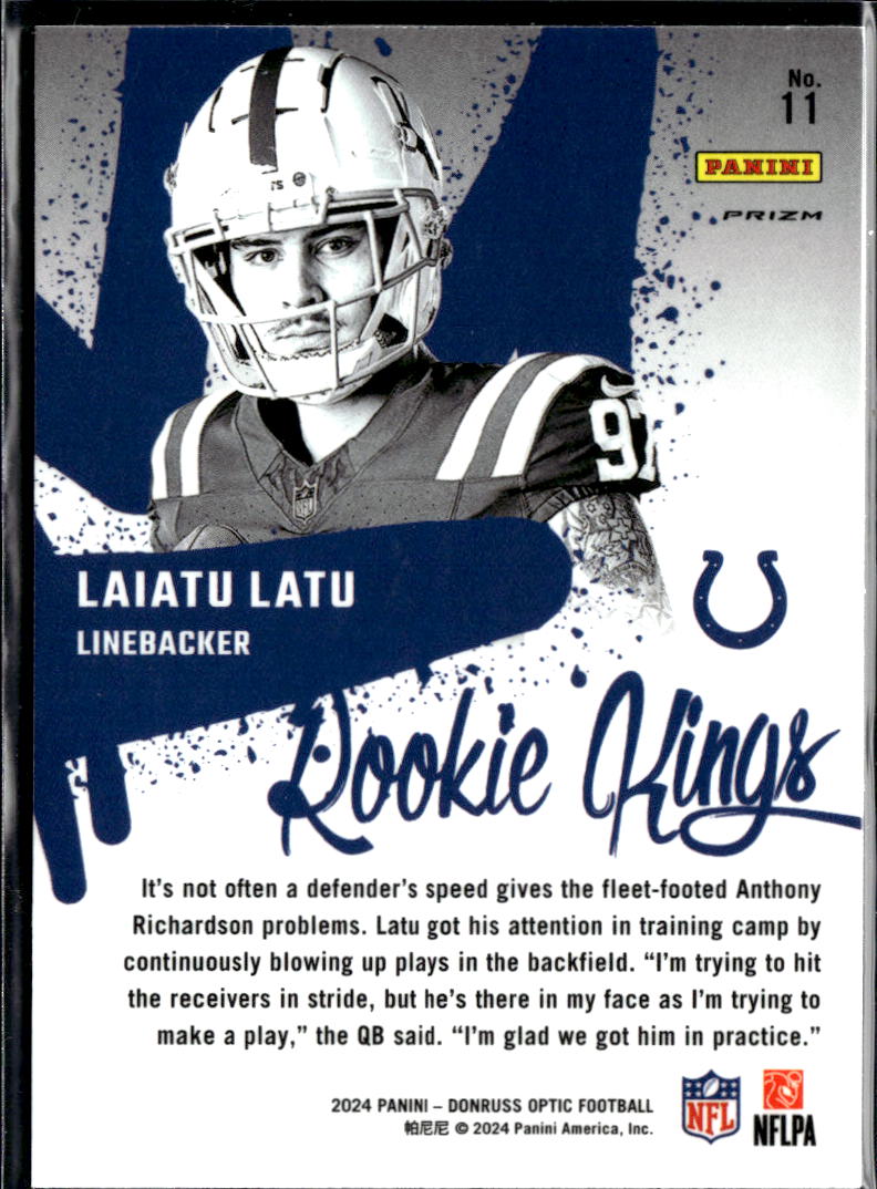 Laiatu Latu 2024 Optic Rookie Kings RC SSP CASE HIT Indianapolis Colts