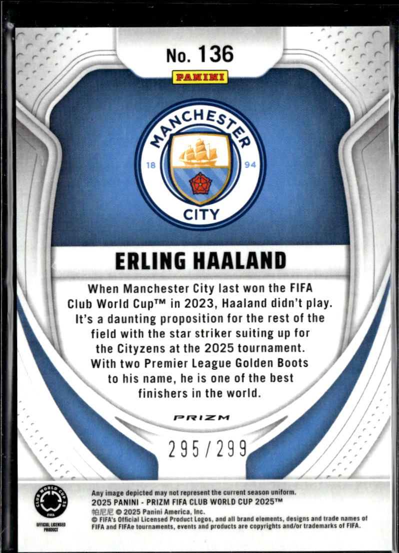 Erling Haaland 2025  Prizm FIFA Club World Cup Red 295/299 Manchester City