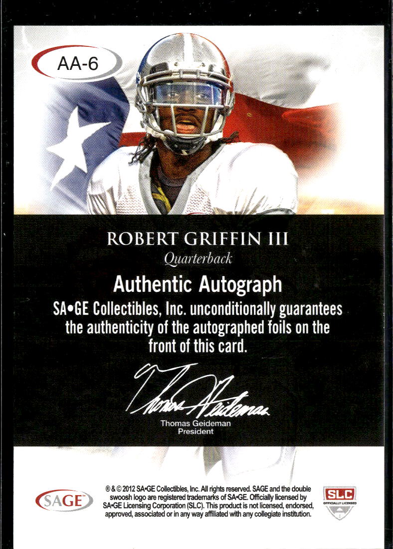 Robert Griffin III 2012 SAGE HIT Artistry Auto Autograph RC 32/100 Baylor Bears