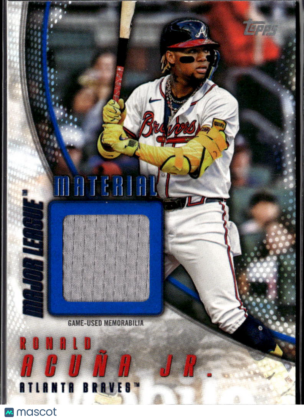 Ronald Acuña Jr. 2025 Topps Game Worn Jersey Patch Blue 74/150 Atlanta Braves