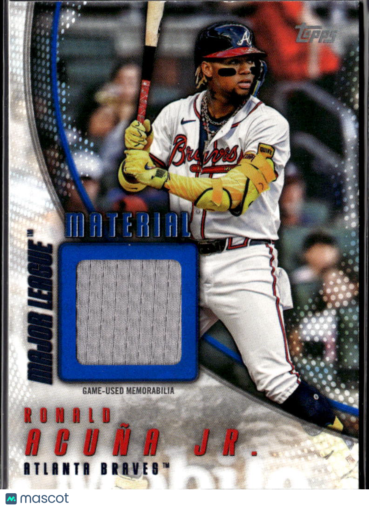 Ronald Acuña Jr. 2025 Topps Game Worn Jersey Patch Blue 74/150 Atlanta Braves