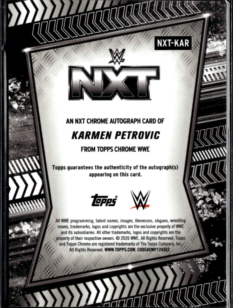 Karmen Petrovic 2026 Topps Chrome WWE NXT Auto Autograph 89/150