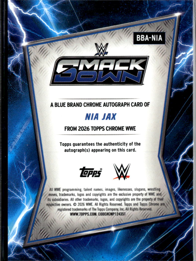 Nia Jax 2026 Topps Chrome WWE Blue Auto Autograph 52/150 SmackDown
