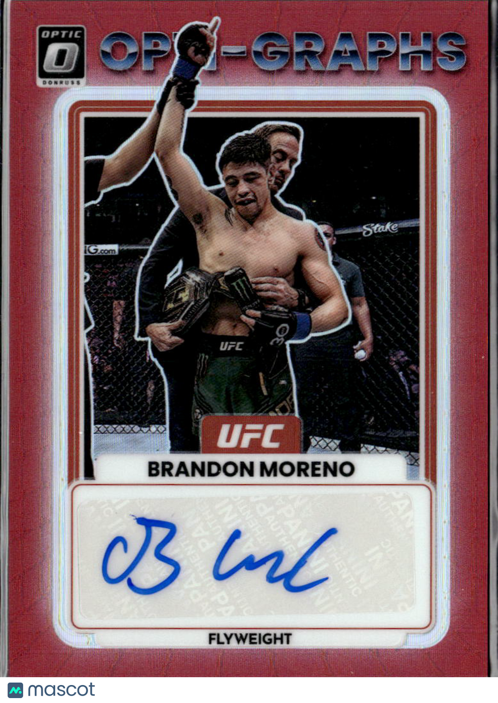 Brandon Moreno 2023 Optic Prizm Opti-Graphs Auto Autograph UFC Red 55/199