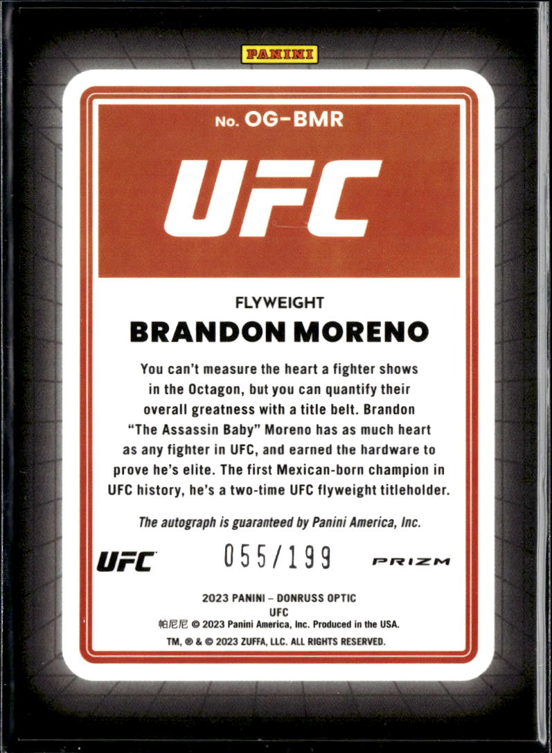 Brandon Moreno 2023 Optic Prizm Opti-Graphs Auto Autograph UFC Red 55/199