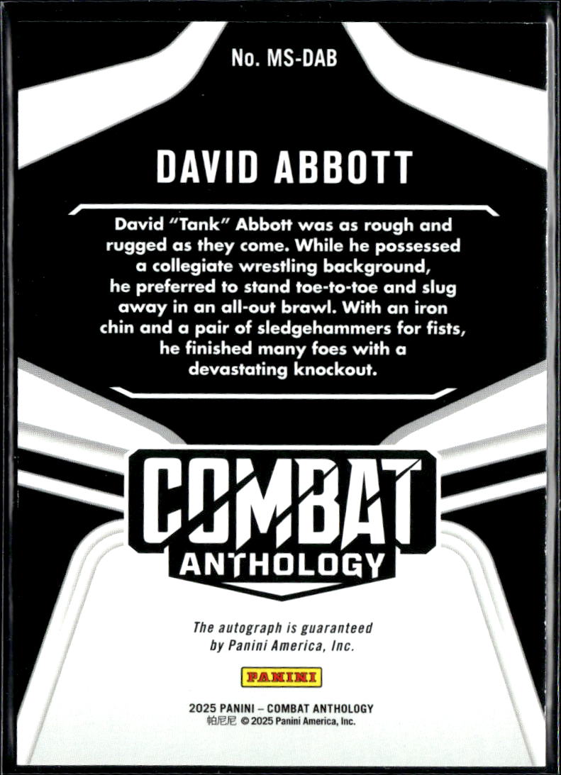 David Abbott 2025 Panini Combat Anthology MMA Stars Auto Autograph 1/25