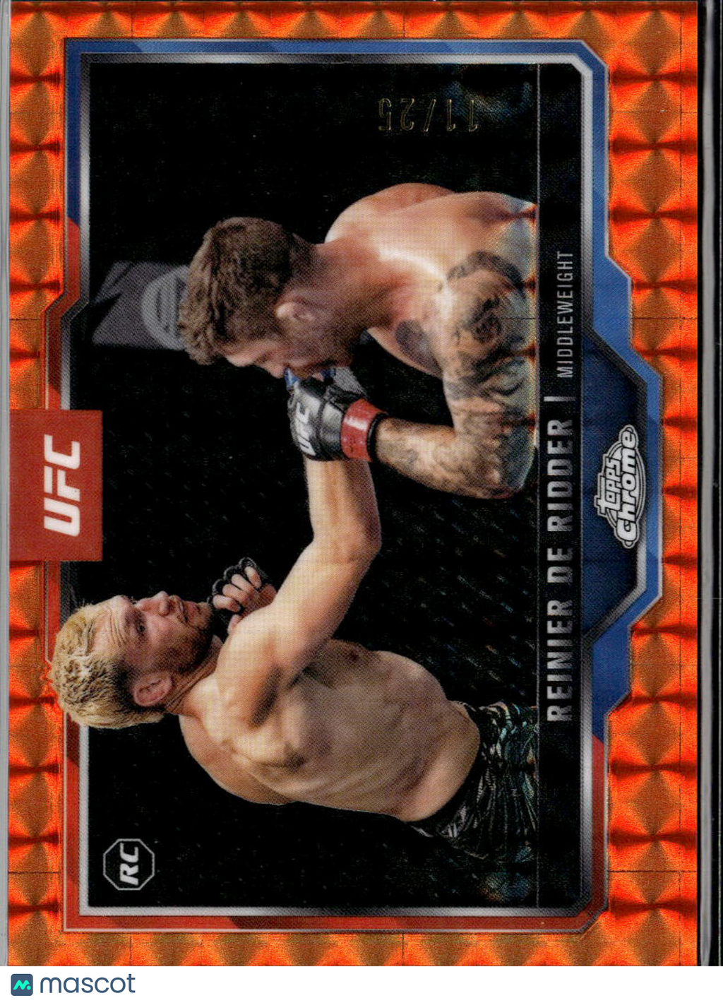 Reinier de Ridder 2025 Topps Chrome UFC Orange Geometric Refractor Rookie 11/25