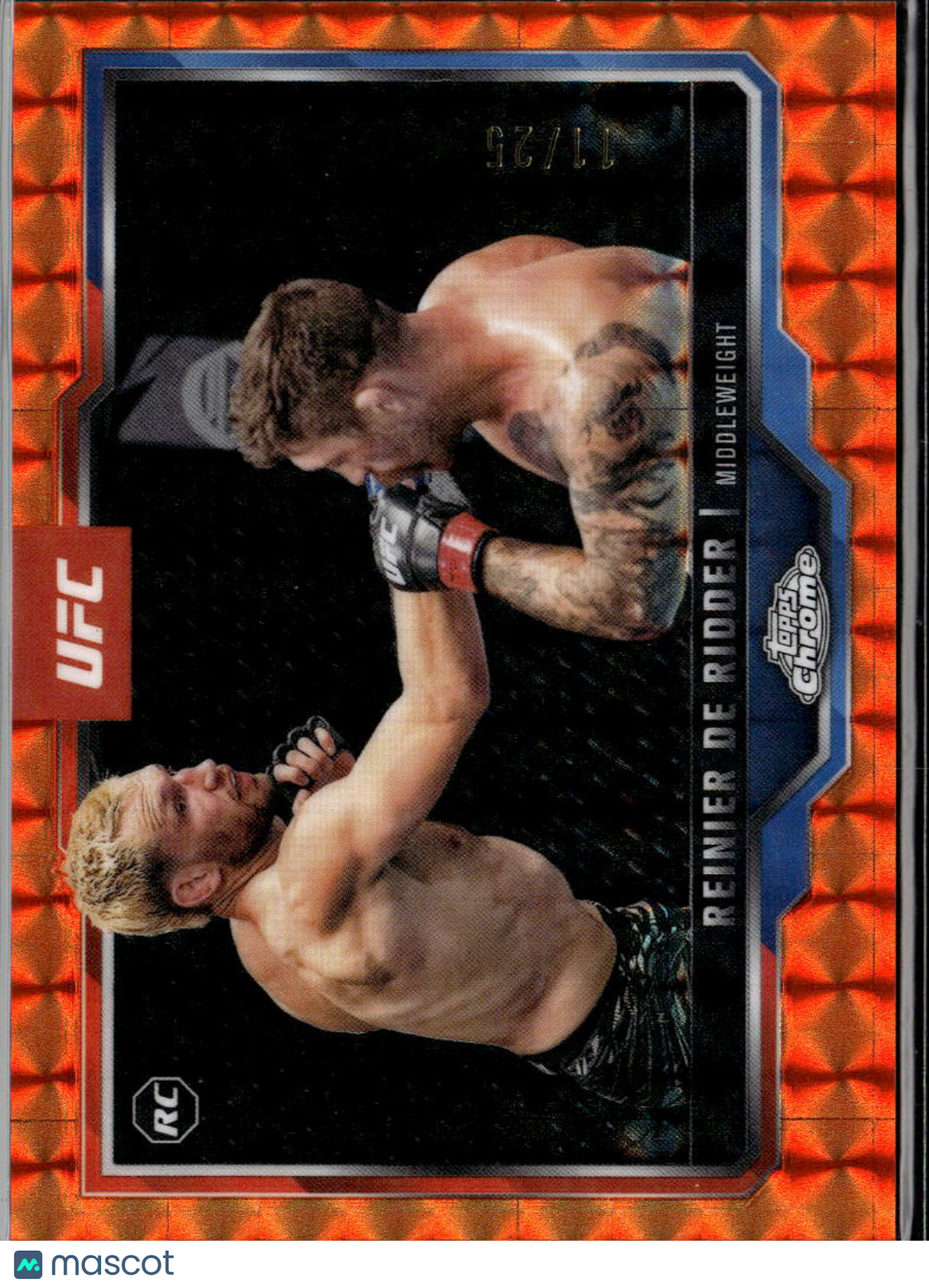Reinier de Ridder 2025 Topps Chrome UFC Orange Geometric Refractor Rookie 11/25