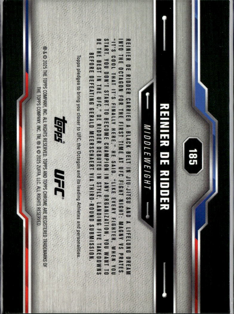 Reinier de Ridder 2025 Topps Chrome UFC Orange Geometric Refractor Rookie 11/25