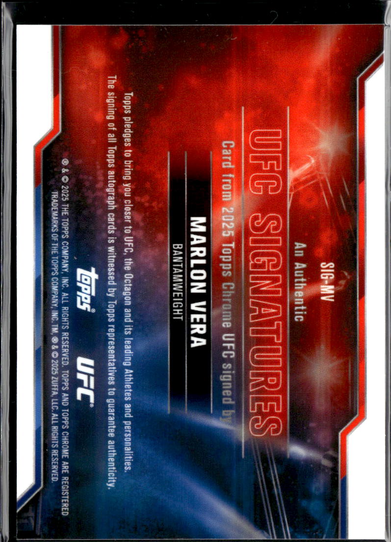 Marlon Vera 2025 Topps Chrome UFC Auto Autograph Orange 10/25