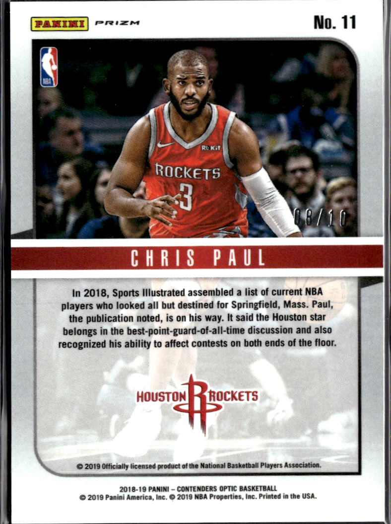 Chris Paul 2018-19 Contenders Optic HOF GOLD Prizm 8/10 Houston Rockets