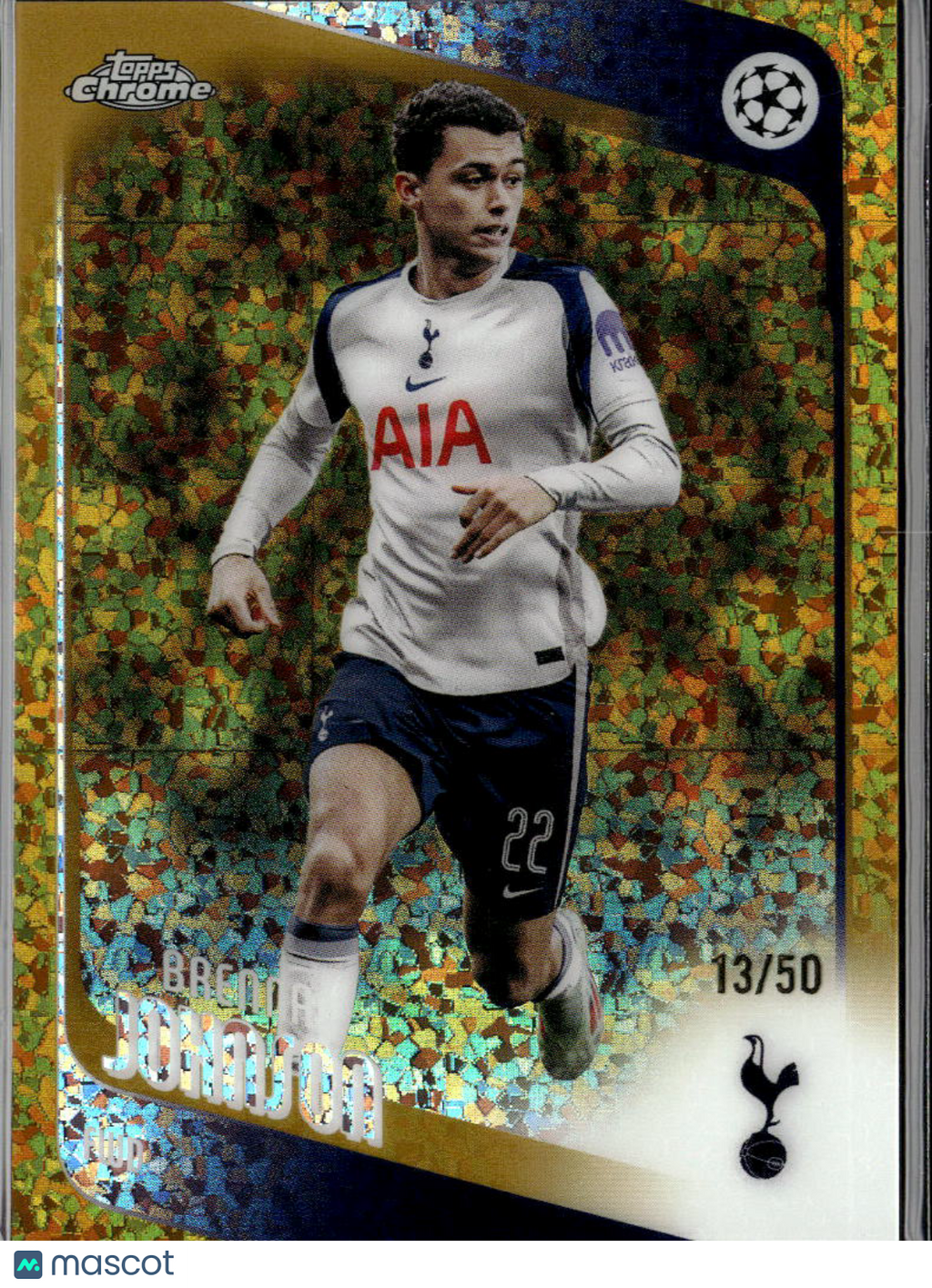 Brennan Johnson 2026 Topps Chrome UEFA GOLD Refractor 13/50 Tottenham Hotspur