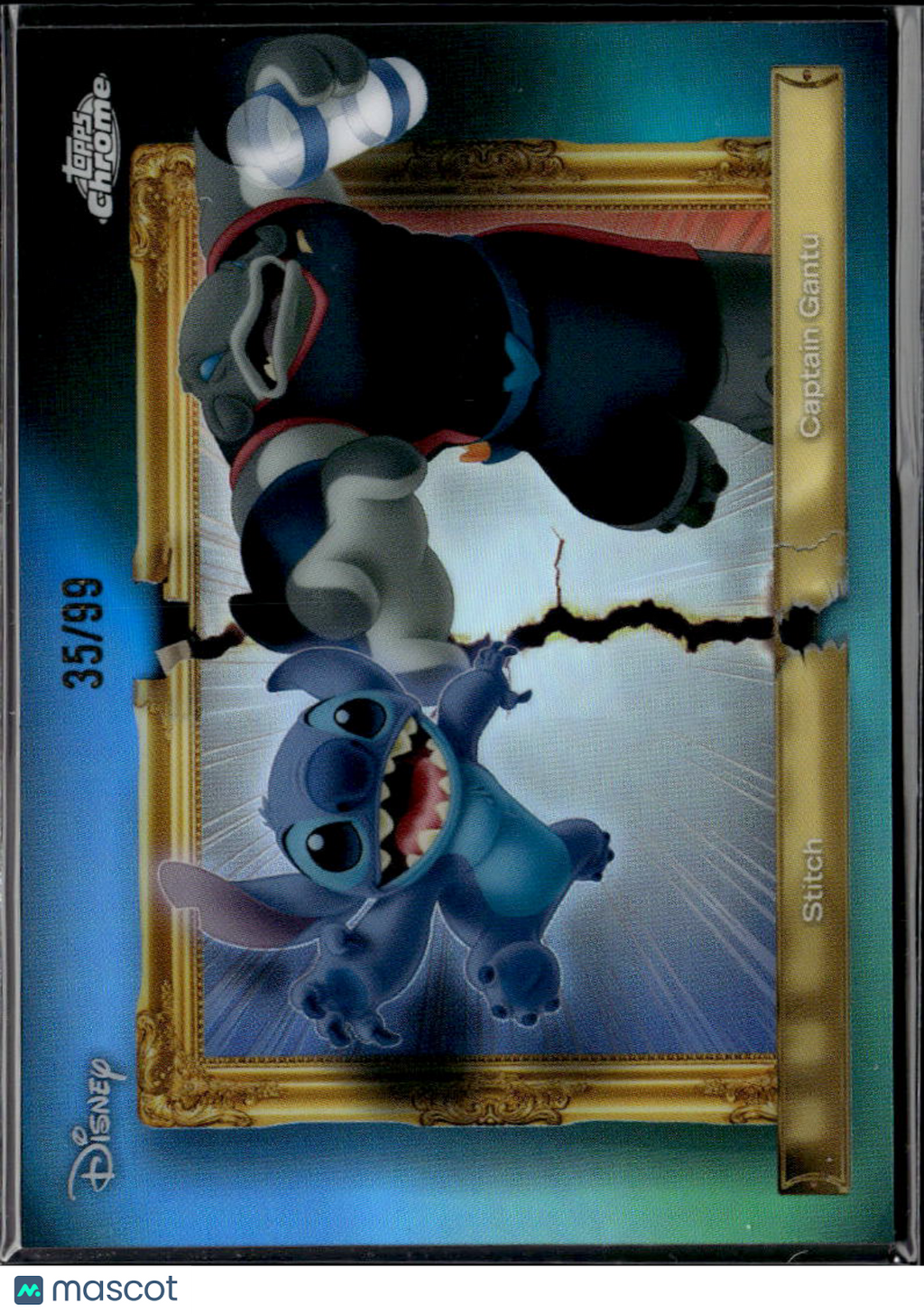 Stitch / Captain Gantu 2026 Topps Chrome Disney Neon Blue Green Refractor 35/99