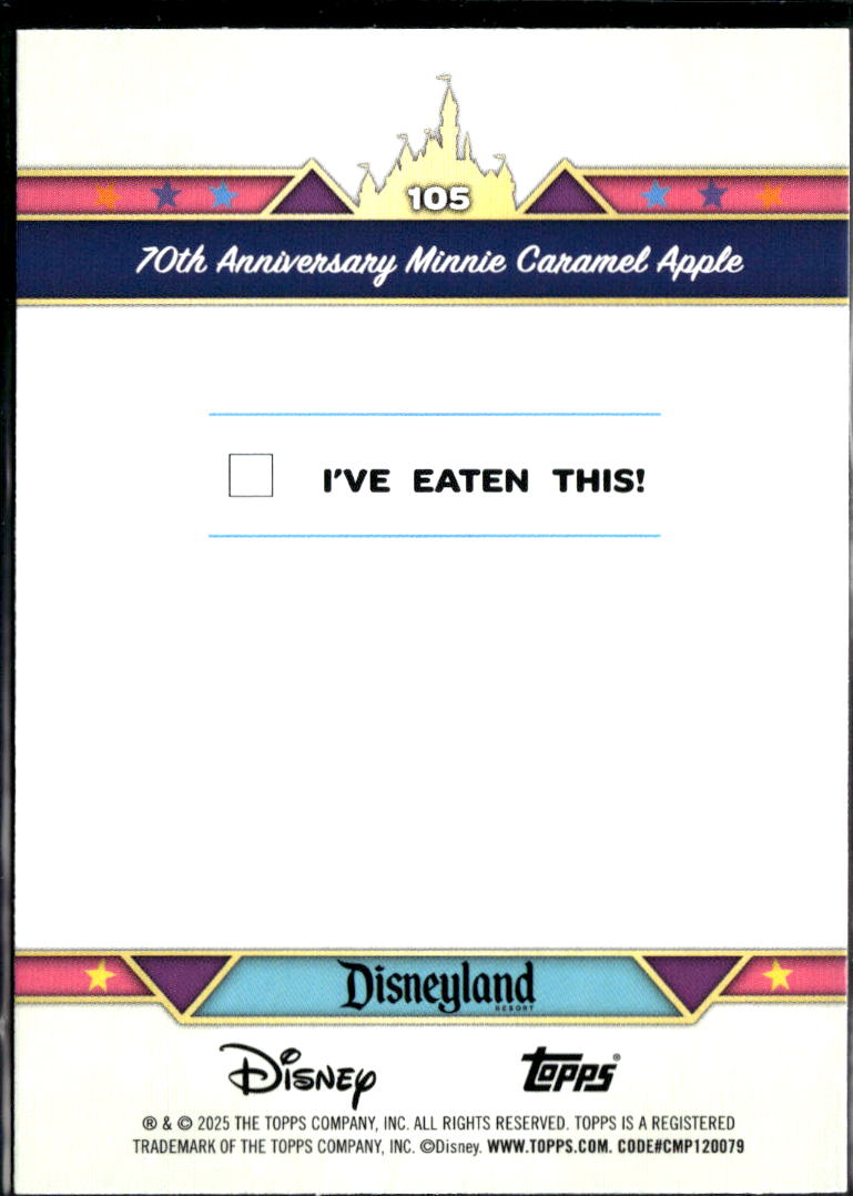 Caramel Apple 2025 Topps Disneyland 70th Anniversary Snack Time BLUE 79/99 #105