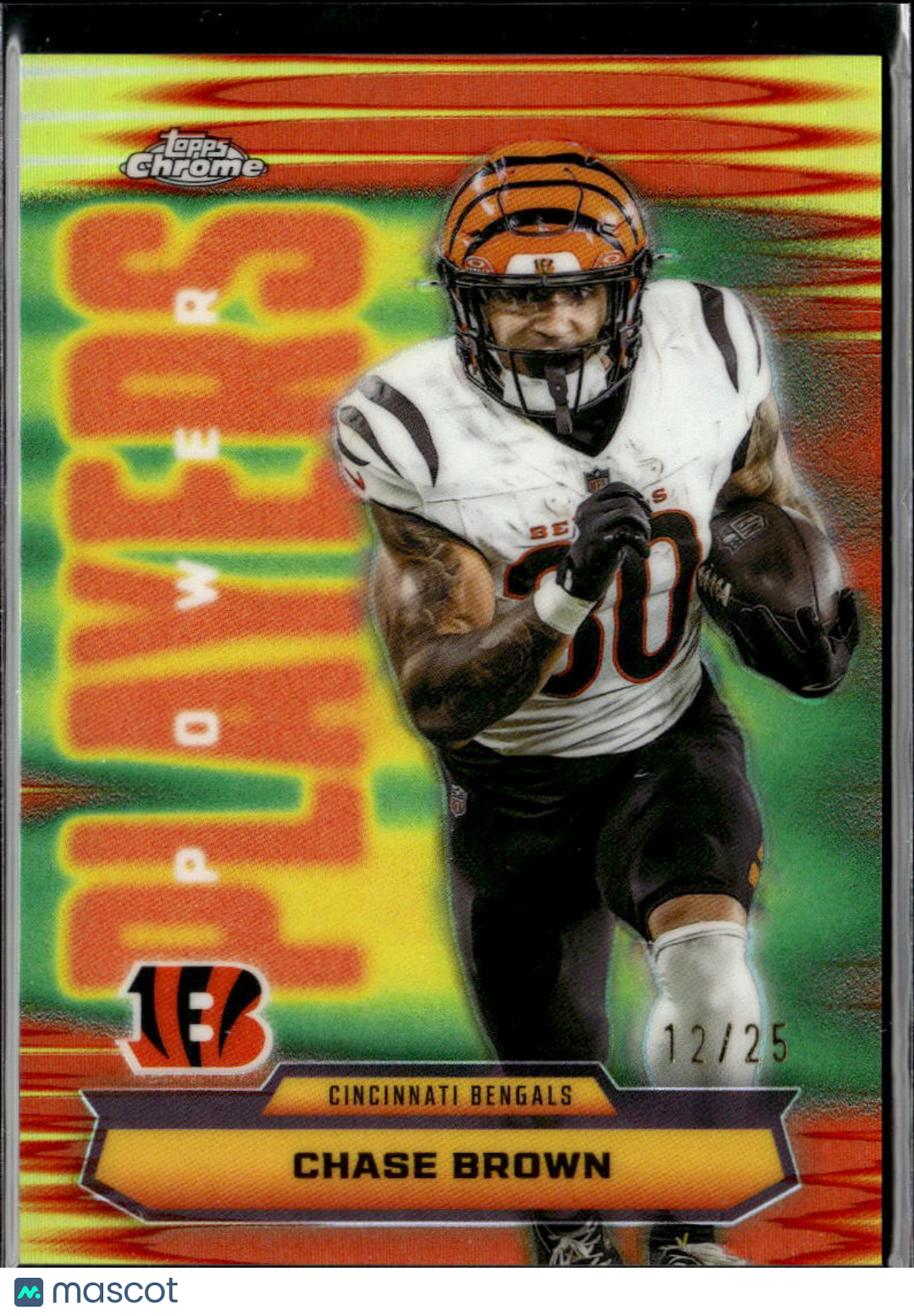 Chase Brown 2025 Topps Chrome Power Players Orange Refractor 12/25 Bengals