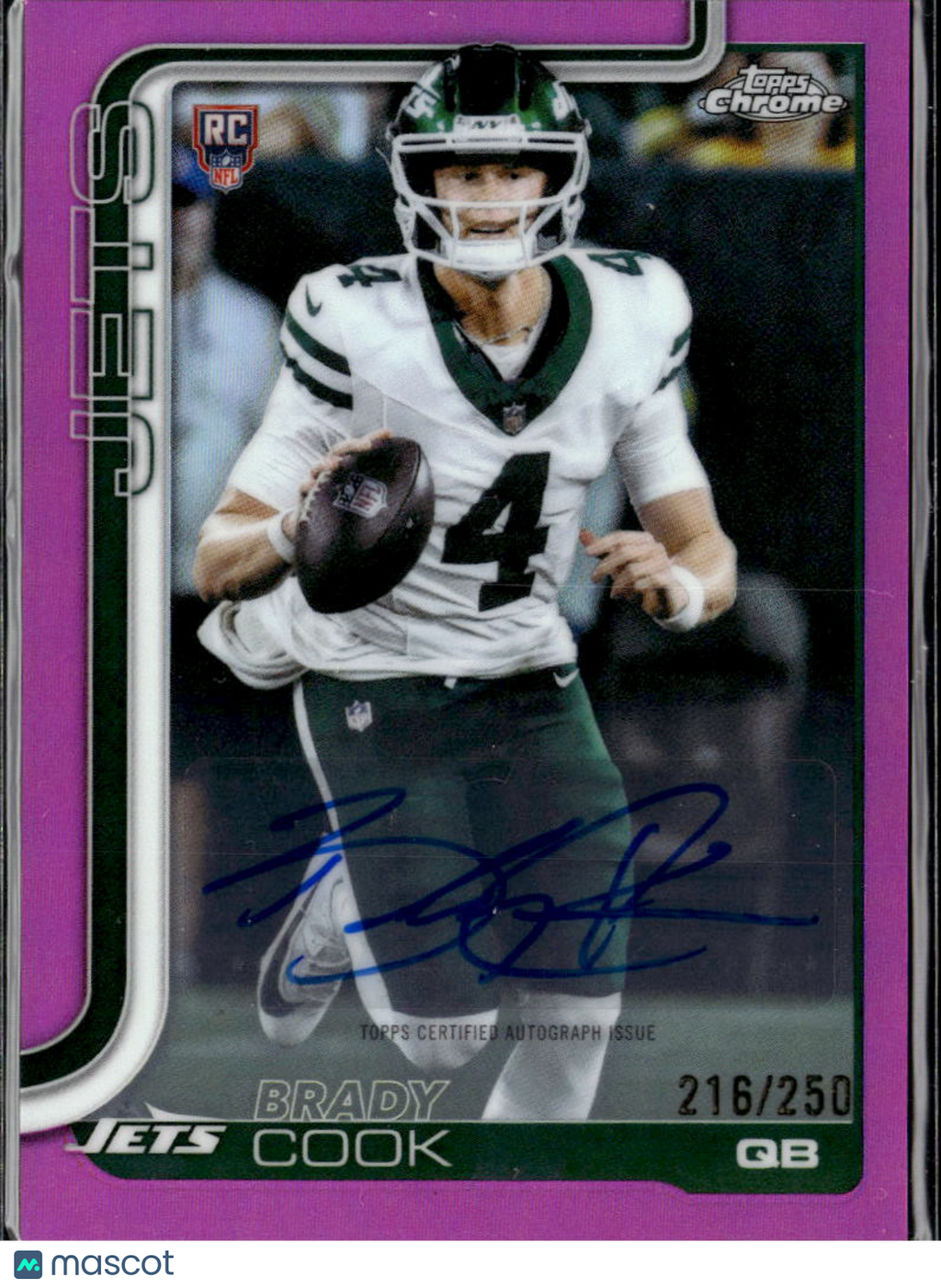 Brady Cook 2025 Topps Chrome Auto Autograph Rookie Pink 216/250 New York Jets