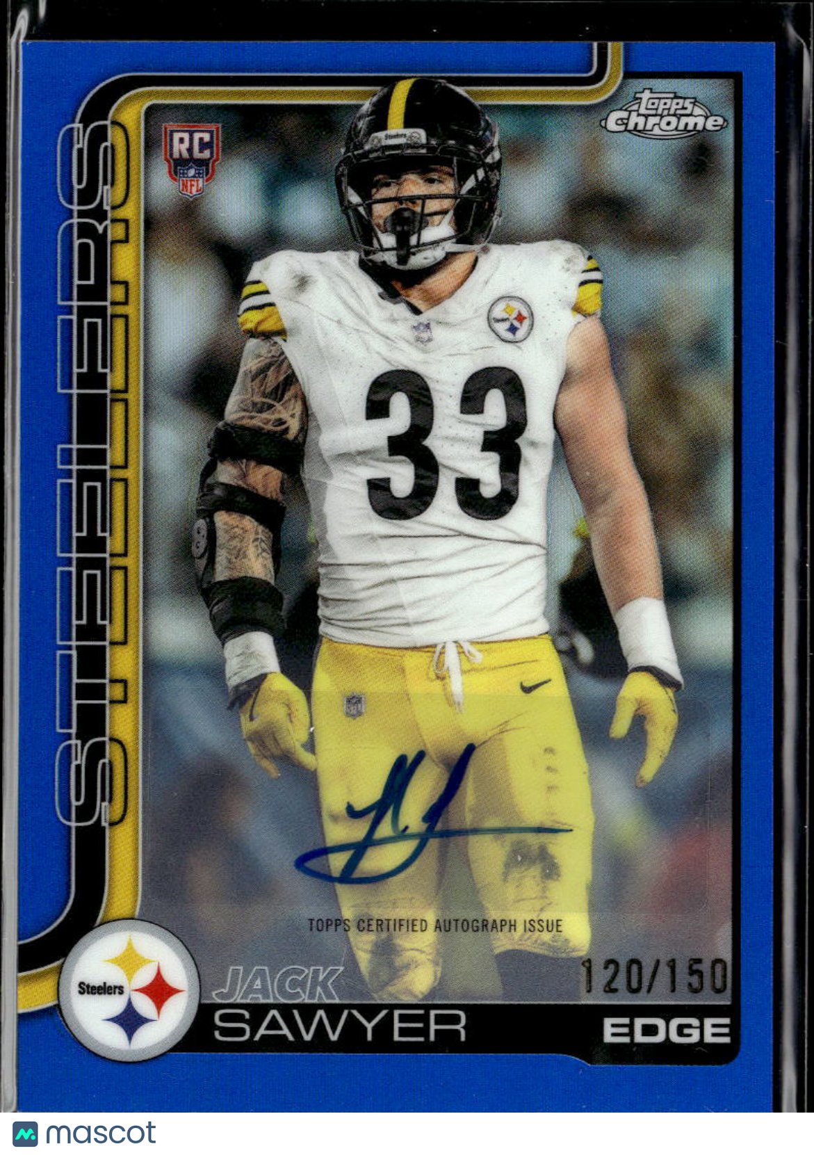Jack Sawyer 2025 Topps Chrome Auto Autograph Blue RC 120/150 Pittsburgh Steelers