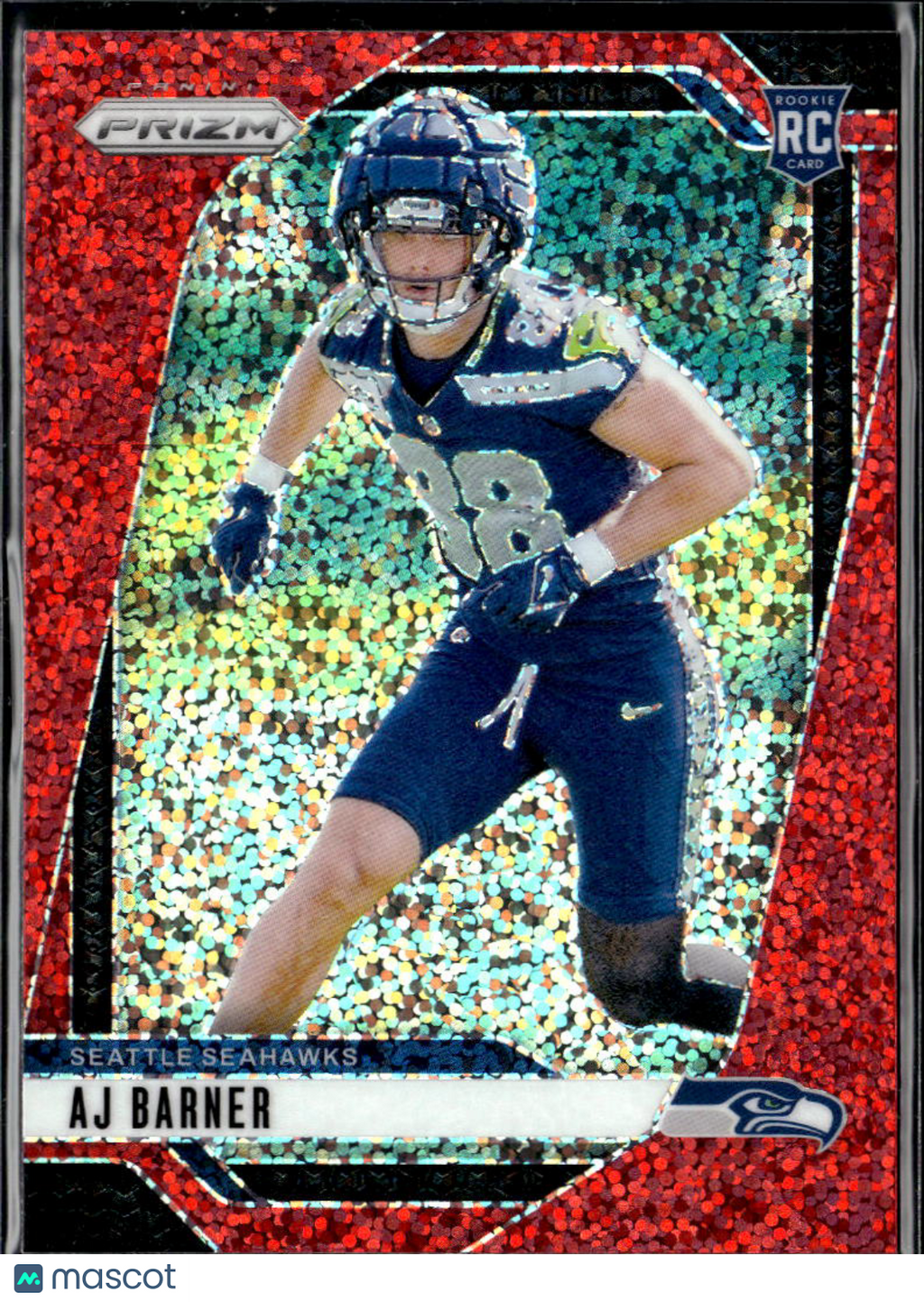 AJ Barner 2024 Prizm Red Sparkle Prizm Rookie SSP Seattle Seahawks