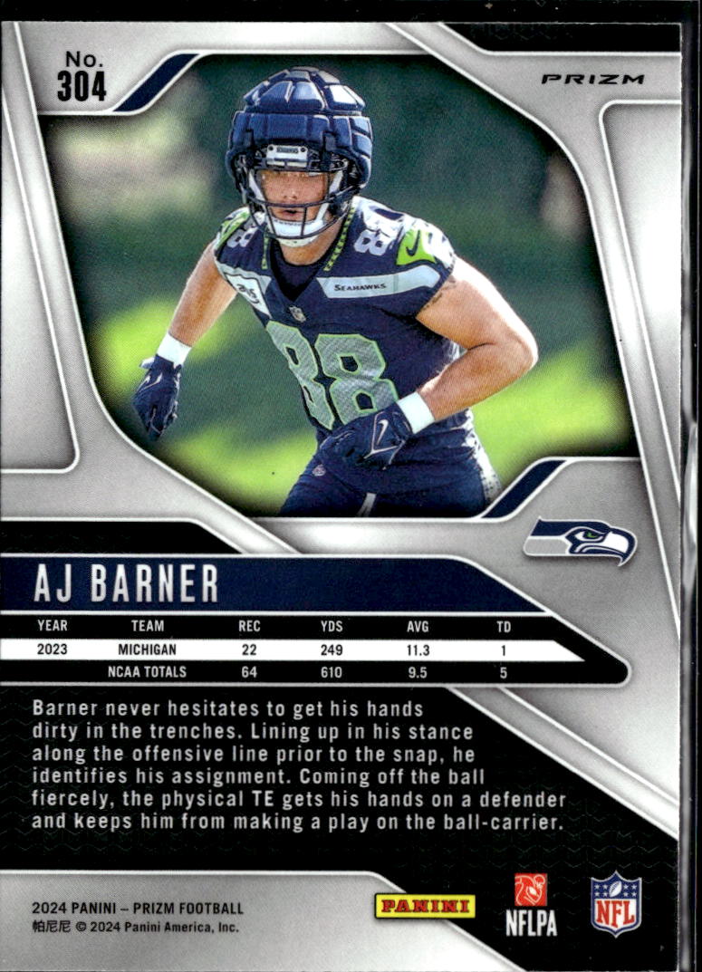 AJ Barner 2024 Prizm Red Sparkle Prizm Rookie SSP Seattle Seahawks